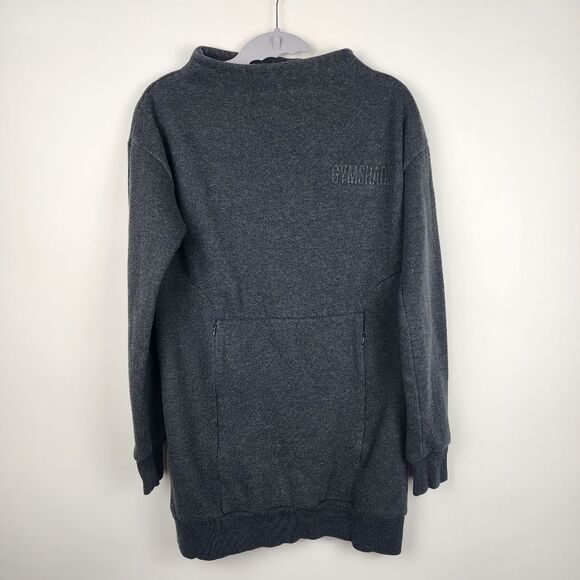 GYMSHARK WOMENS Mock Neck So Soft Jumper Dark Gray ZIP POCKETS TUNIC PULLOVER - Picture 3 of 7